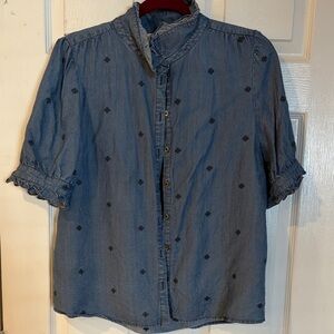 Caballero Blue dot lyocell Button-Up Shirt